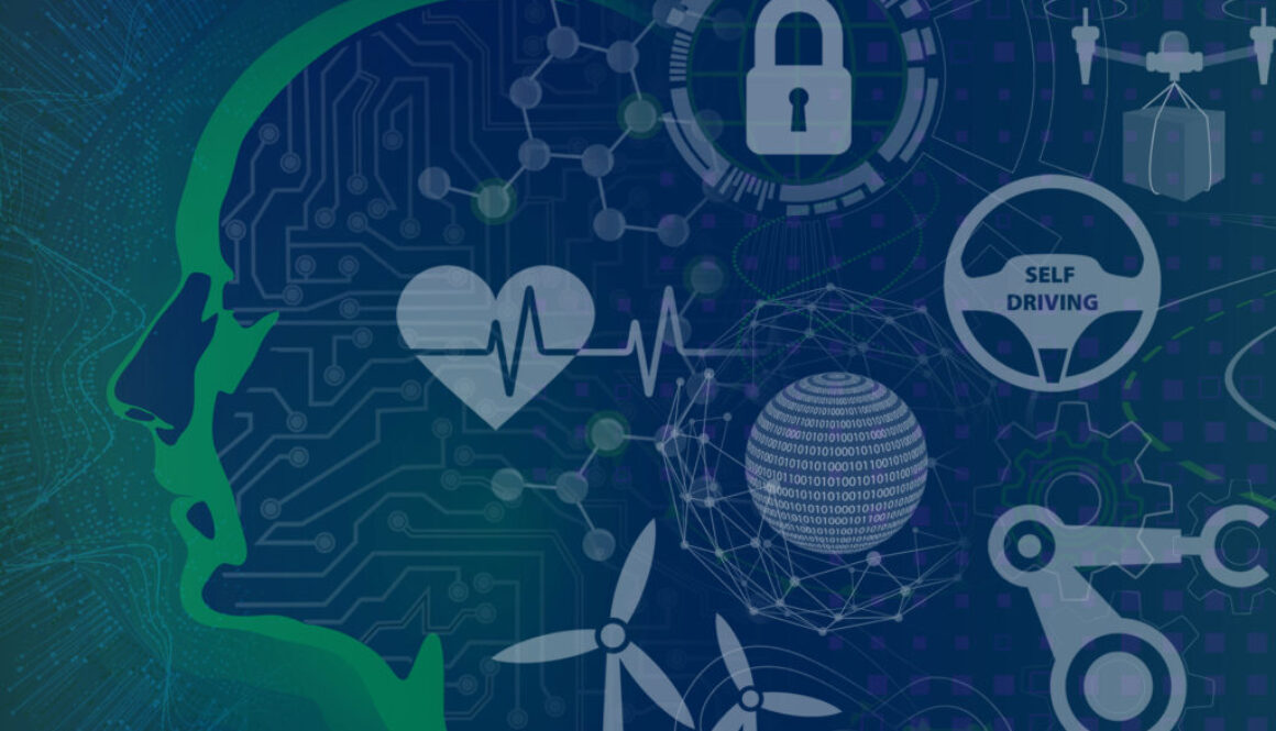 Composite illustration representing artificial intelligence concepts from the National Institute of Standards and Technology