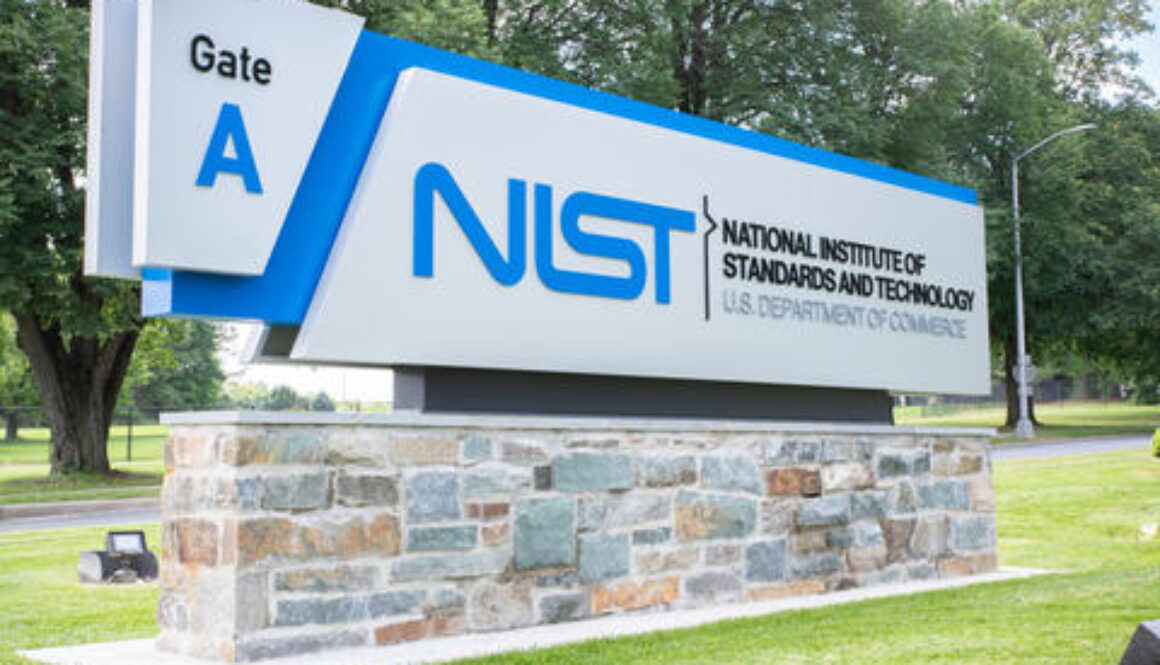 Sign at the entrance to the National Institute of Standards and Technology campus in Gaithersburg, Maryland