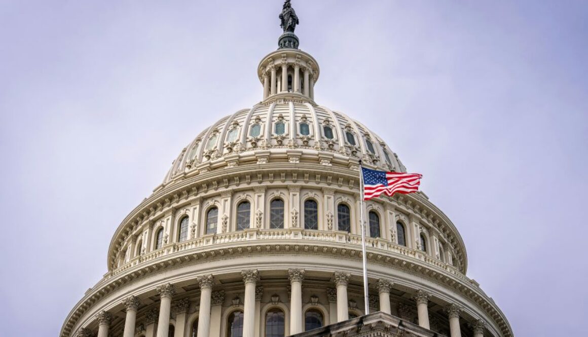 U.S. Capitol dome with American flag in Washington, D.C., where a House bill on foreign adversary use of generative AI was introduced