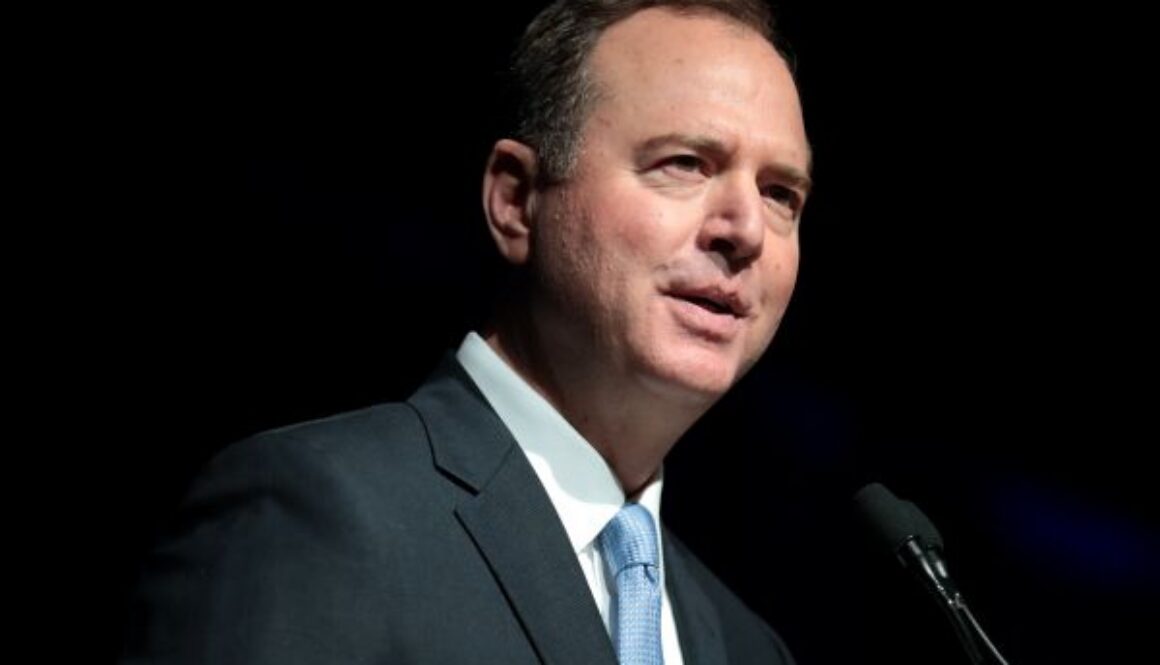 Senator Adam Schiff speaking in a formal government setting