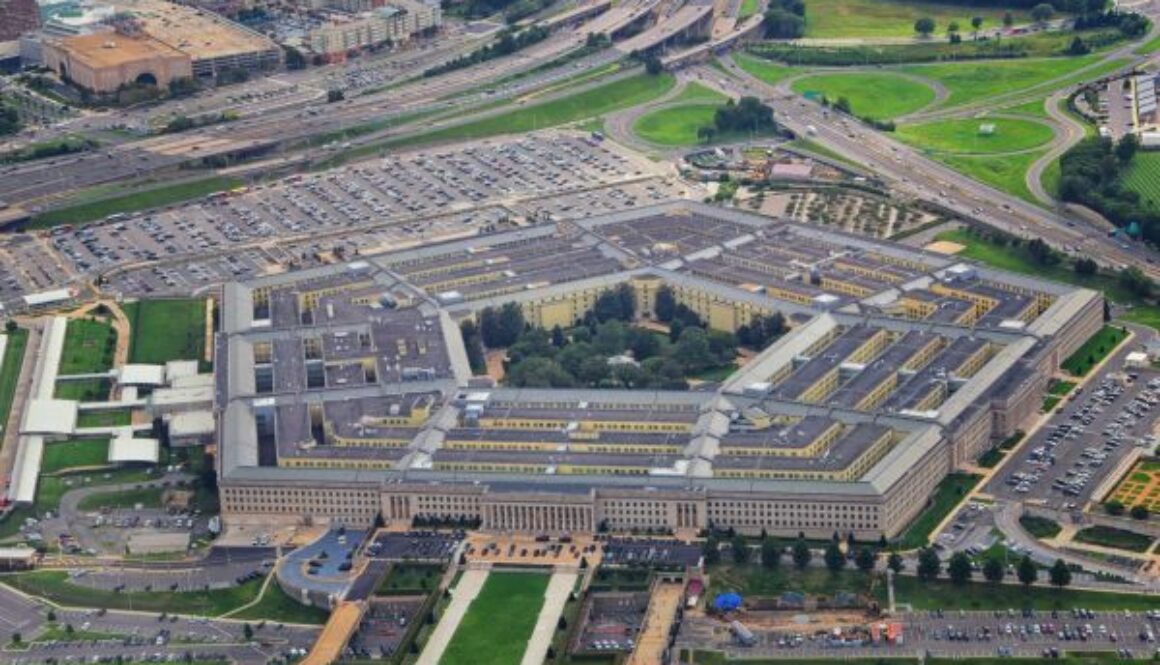 The Pentagon headquarters building in Arlington, Virginia, where the Department of Defense manages U.S. military operations and defense technology programs, including artificial intelligence procurement.