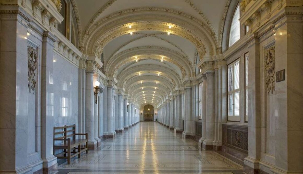 Interior corridor of the San Francisco Superior Court building where legal proceedings related to the Anthropic lawsuit against the U.S. Department of War are being heard