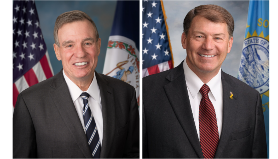 Senators Mark Warner (D-Va.) and Mike Rounds (R-S.D.), who introduced legislation to create a commission on artificial intelligence’s impact on the U.S. economy and workforce