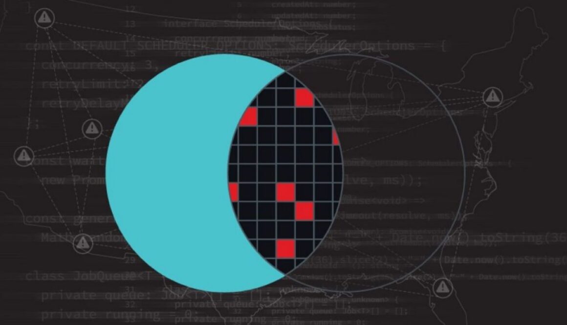 Abstract red and blue digital network illustrating Chinese AI coding models and software supply chain risk.