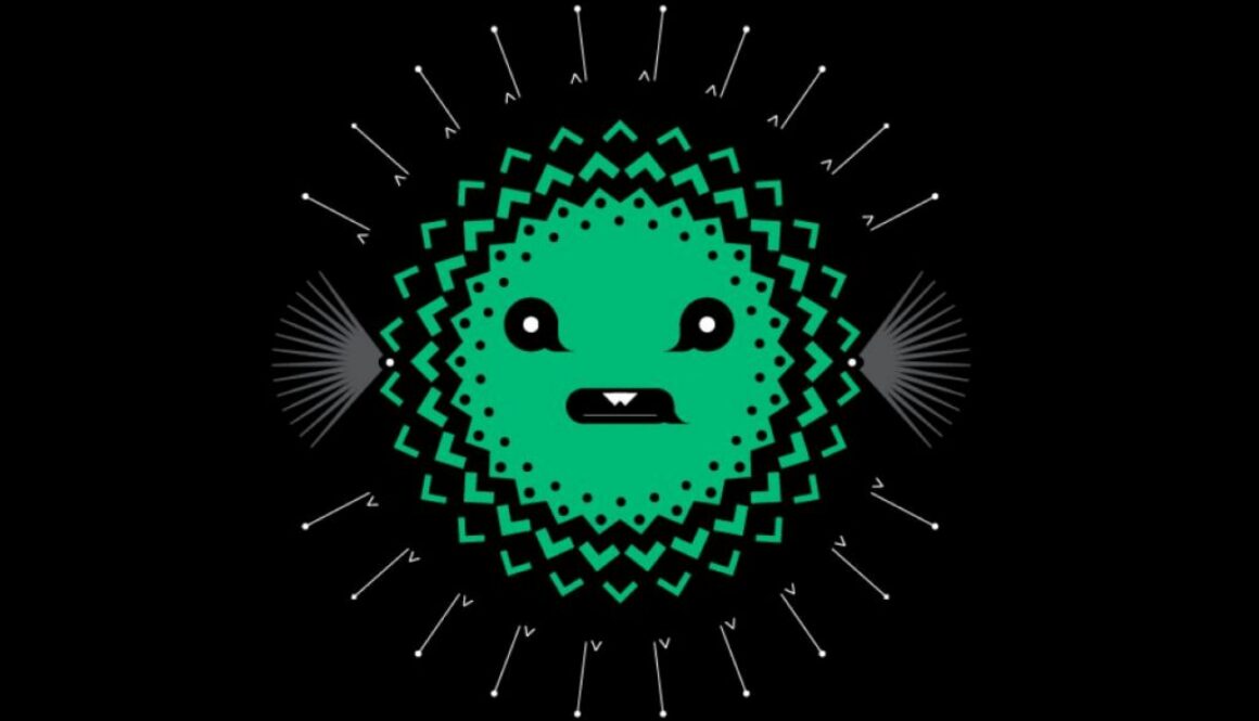 Green geometric pufferfish illustration representing the JADEPUFFER AI agent behind a near-autonomous AI cyberattack