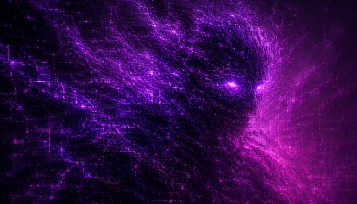 Nebulous digital figure amid blue and red distortion representing a poisoned open-weight AI model.