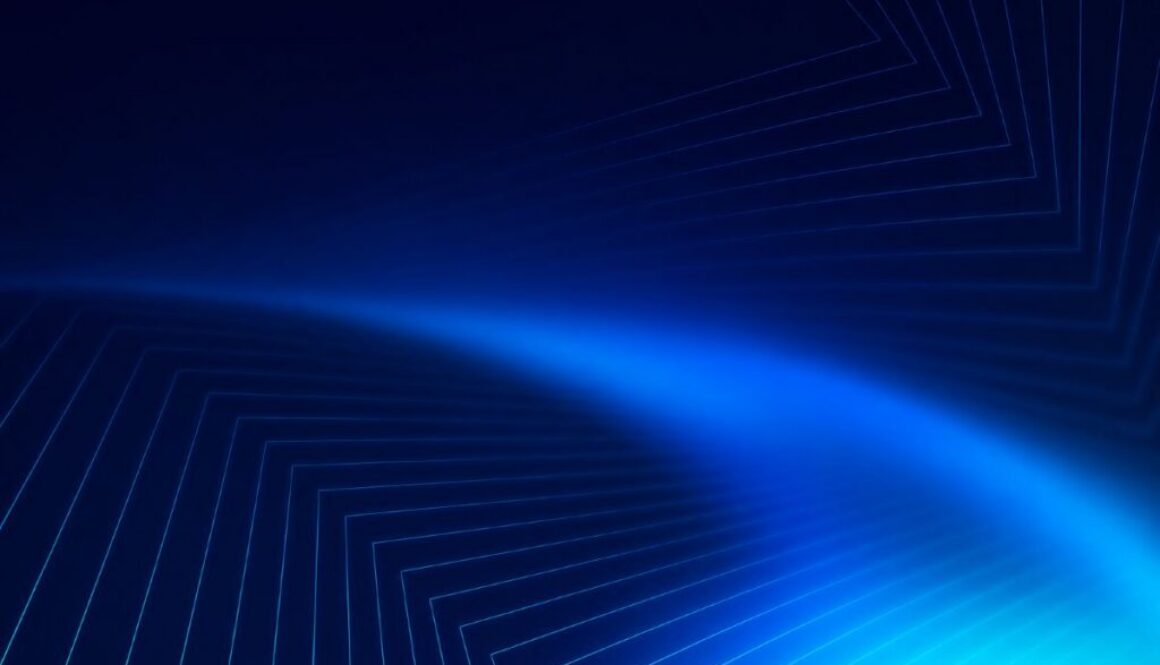 Blue light trails and geometric lines illustrate AI cybersecurity risks as companies’ leading cyber concern.