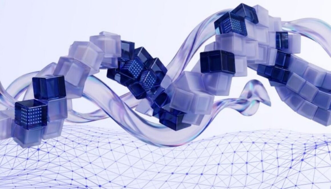 Blue and white blocks and flowing transparent forms from the IANS and Artico Search AI security report cover, focused on AI security testing.