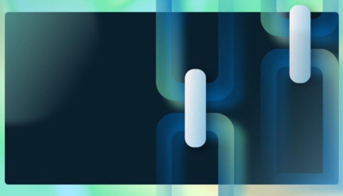 Abstract blue and green graphic with white vertical bars accompanying coverage of the ChainDrop attack.
