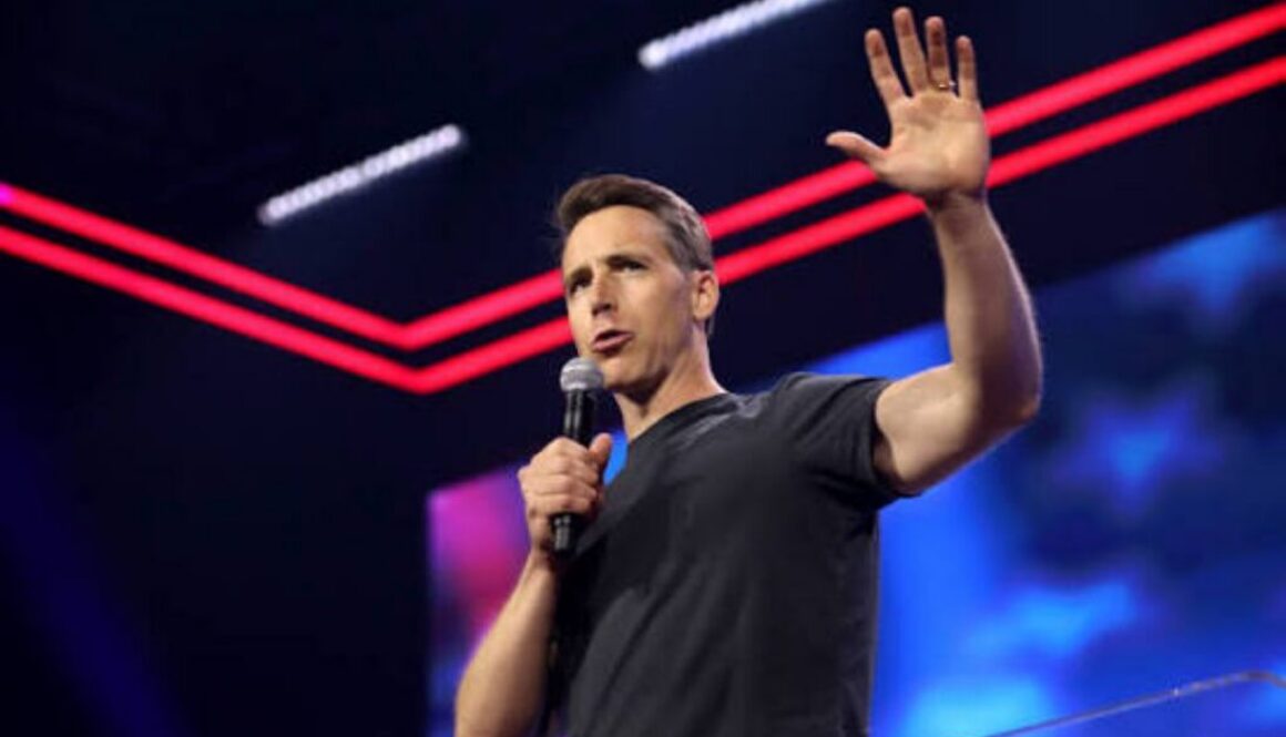 Sen. Josh Hawley, who is investigating Flock camera data, speaks at a conference
