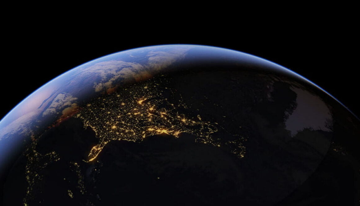 Nighttime view of Earth from space accompanying coverage of Google’s withdrawal of its Google Earth AI tool.
