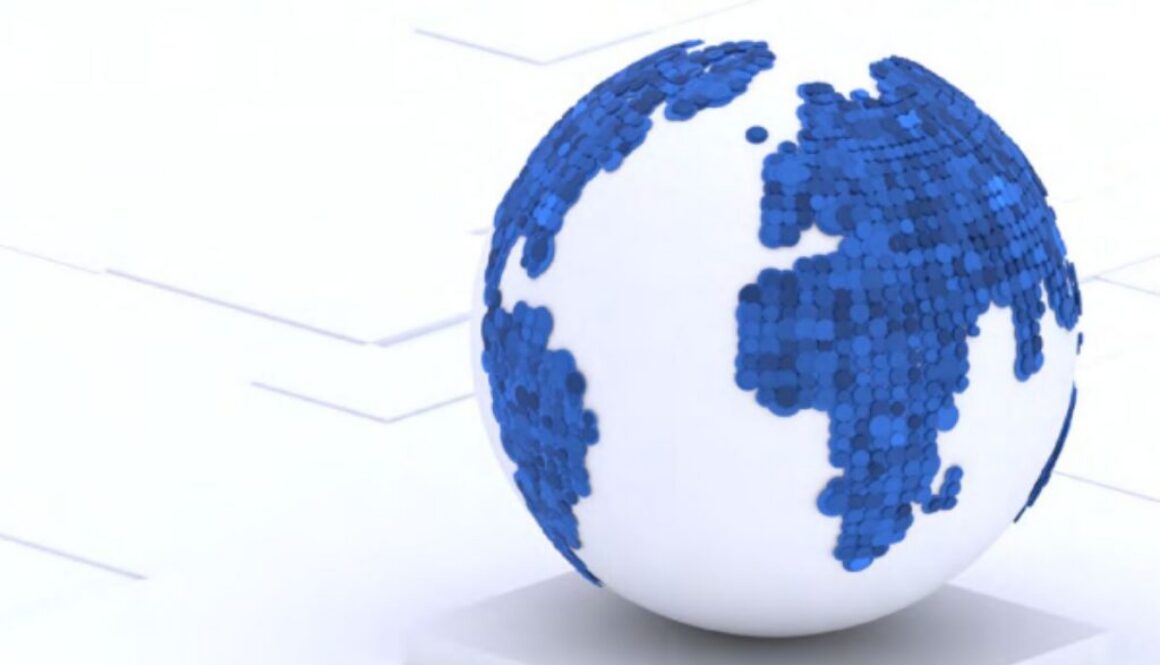 A white globe with continents made of blue dots, from the cover of a SAS and IDC report on trust in agentic AI